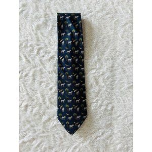 NWT Brooks Basics 100% Silk Tie Navy Blue Zebras Palm Trees Tropical Safari Fun